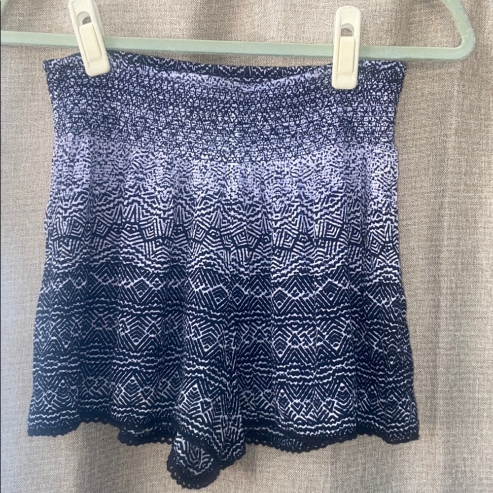 Aqua grey & black tribal print lounge shorts